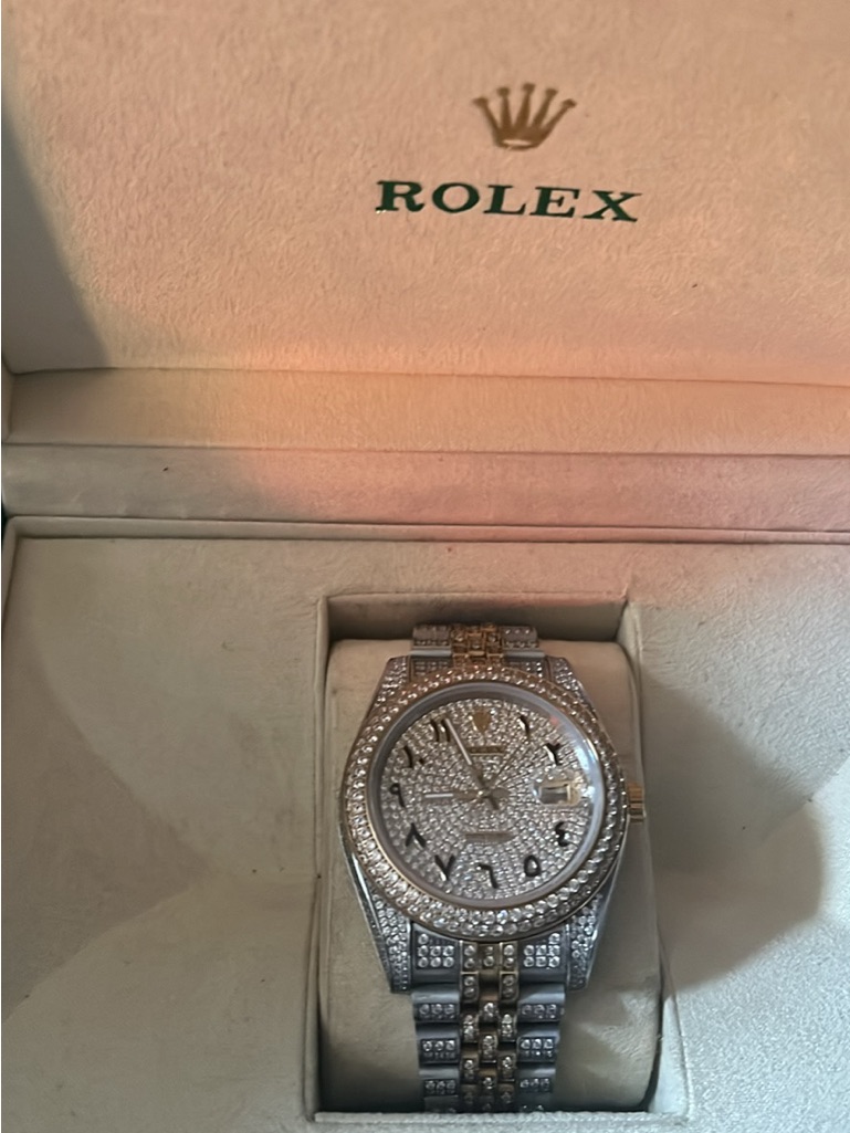 Rolex TwoTone Diamond Pav Watch In Silver And Gold
